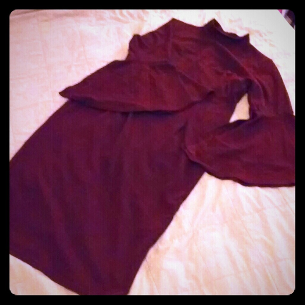 Maroon Knee Length Dress